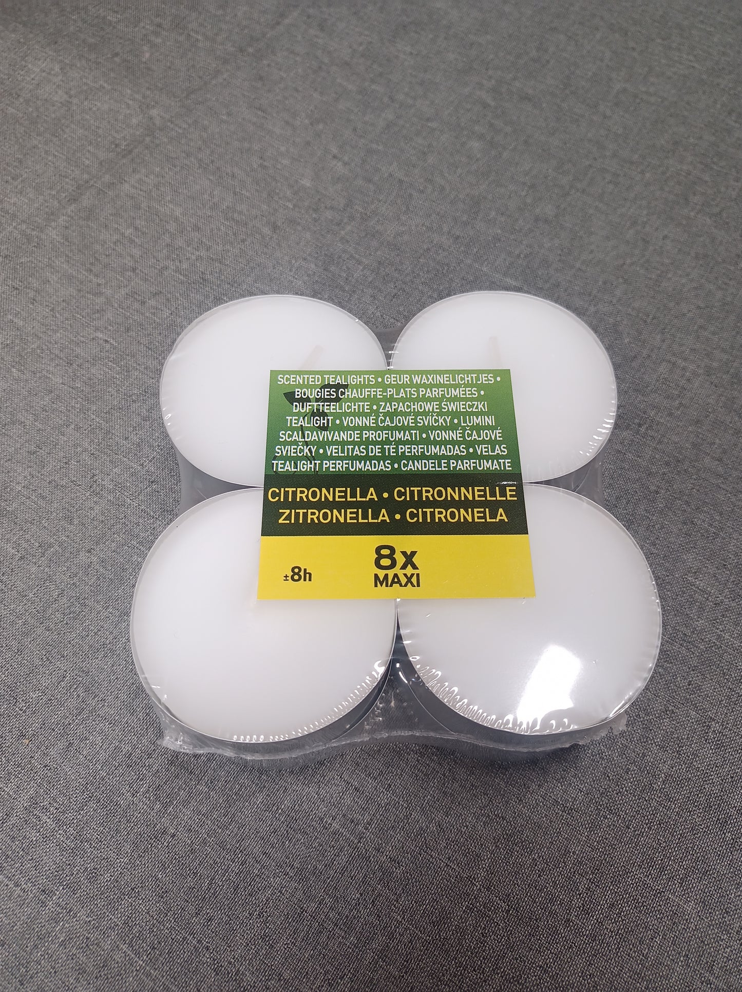 8x Citronella Maxi-Teelichter – Extra lange Brenndauer für effektiven Mückenschutz