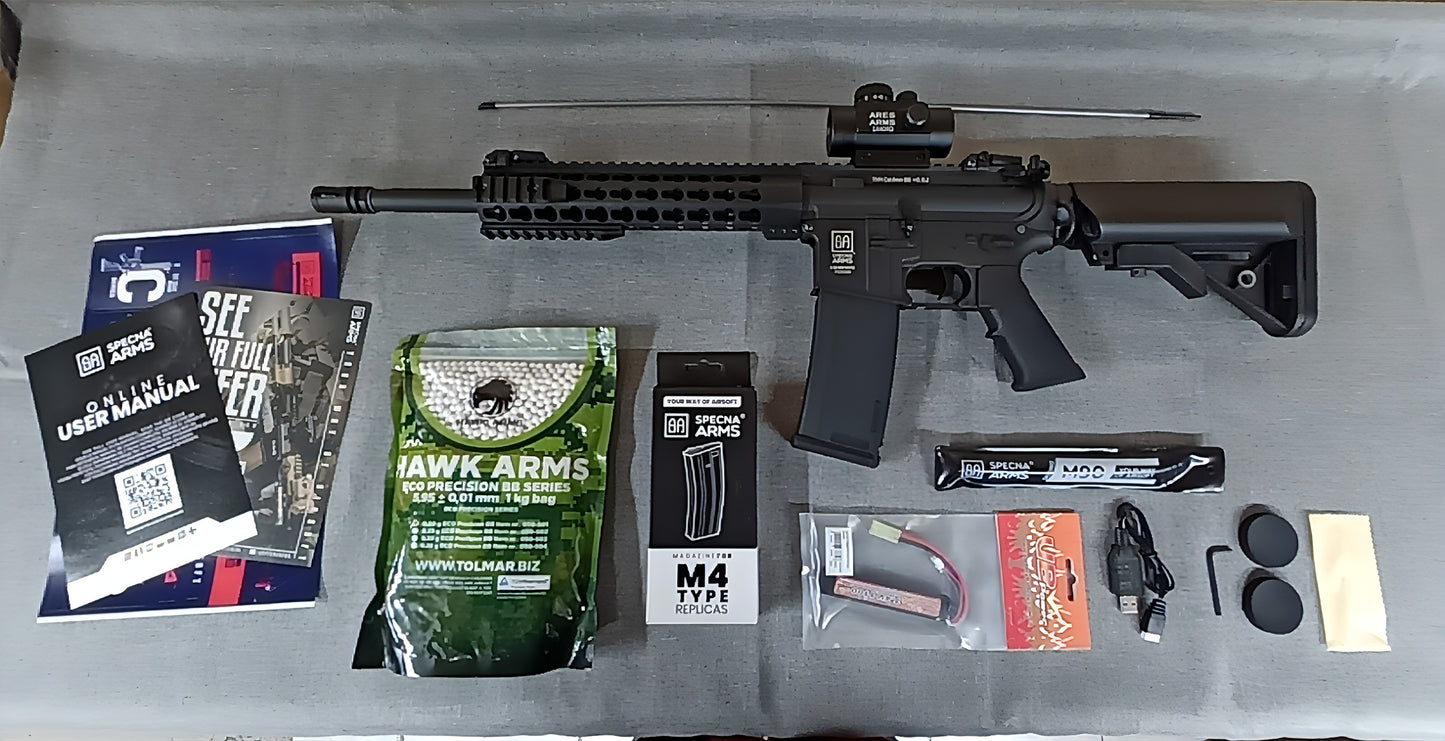 Specna Arms SA-F02 FLEX  schwarz <0,5joule Einsteiger-Set – Ready to Play