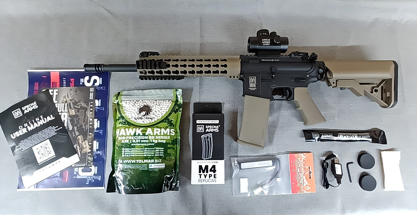 Specna Arms SA-F02 FLEX Half Tan 0,5joule Einsteiger-Set – Ready to Play