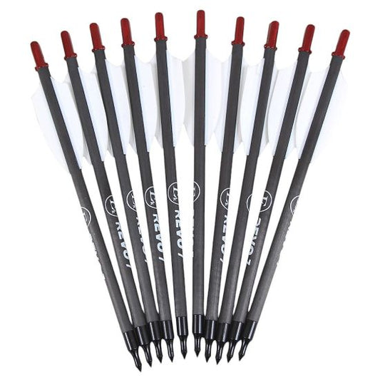 Carbon Ersatzpfeile REVO7 Armbrust 30–90 lbs – 10 Stück leicht
