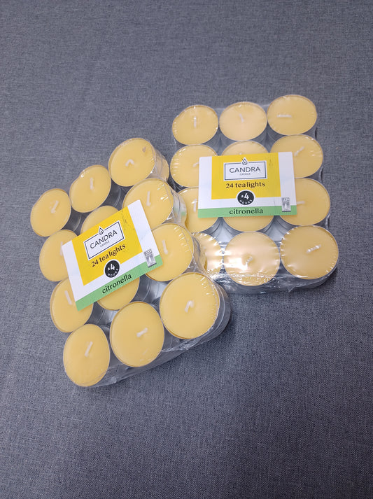 24x Citronella Duft-Teelichter – 4 Stunden Schutz & Frische pro Kerze
