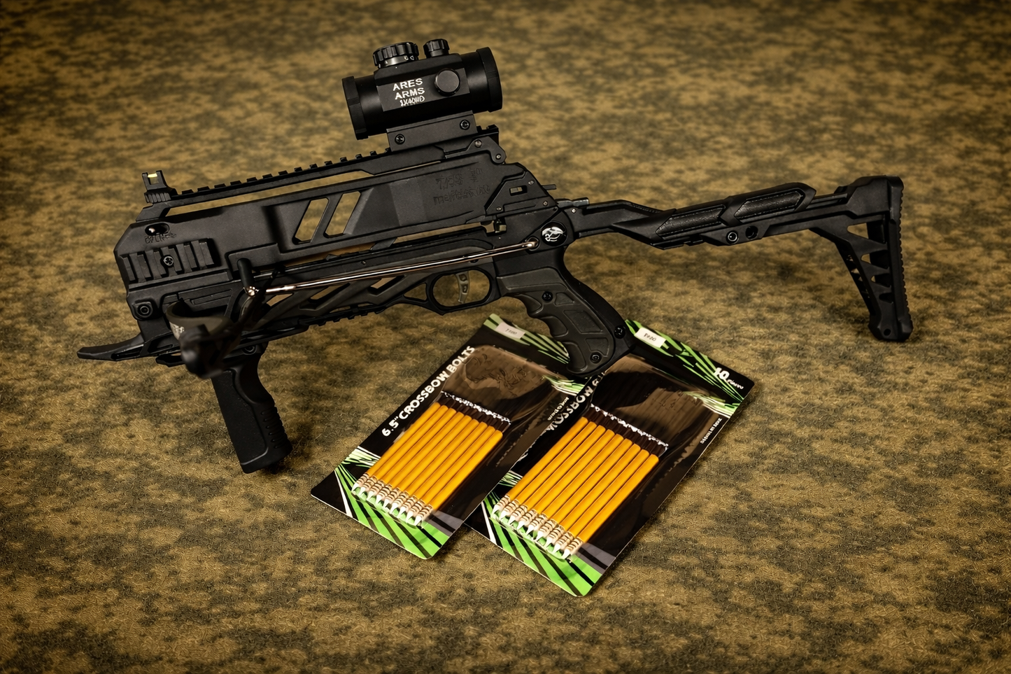 Pistolenarmbrust HOME DEFENCE SET  INKL. RED DOT + 20PFEILE SOBEK 80 lbs mit Magazin schwarz
